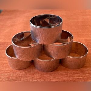 Set of 6 Brushed Stainess Steel 1/2" Napkin Rings